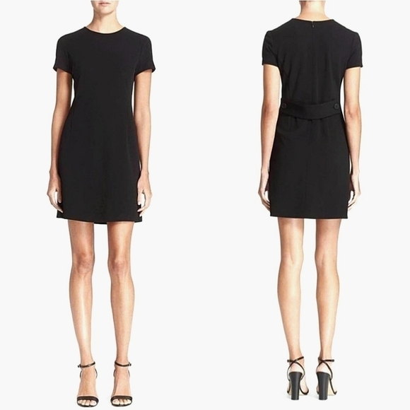 THEORY Black Jatinn K Oxford Knit Short Sleeve Sheath Dress Women's Size 00 - Picture 12 of 12